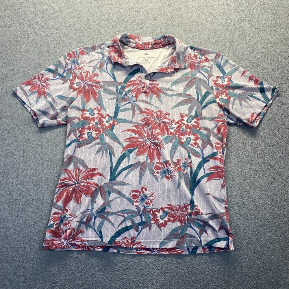 Tommy Bahama Men's, Bamboo Bungalow Camp Polo Shirt, Multi, Size Large,Stretch